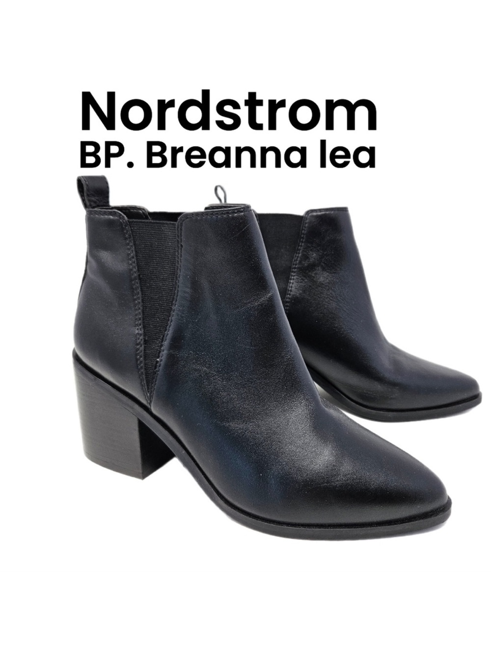 BP. Nordstrom Womens Breanna Lea Black Leather Pointed Toe Western Boots